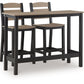 Shoreline Beach - Outdoor Counter Table And 2 Barstools (Set of 3) - Black / Beige