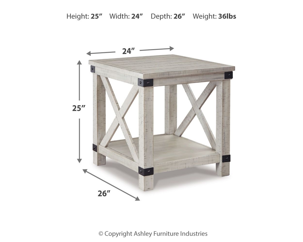 Carynhurst - Rectangular End Table - Whitewash - Fraser Furniture & Mattresses