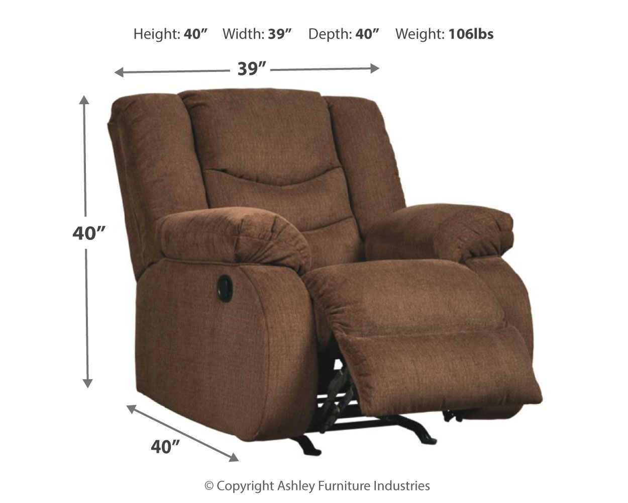 Tulen - Chocolate - Rocker Recliner - Fabric