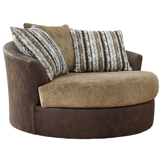 Alesbury - Chocolate - Oversized Swivel Accent Chair