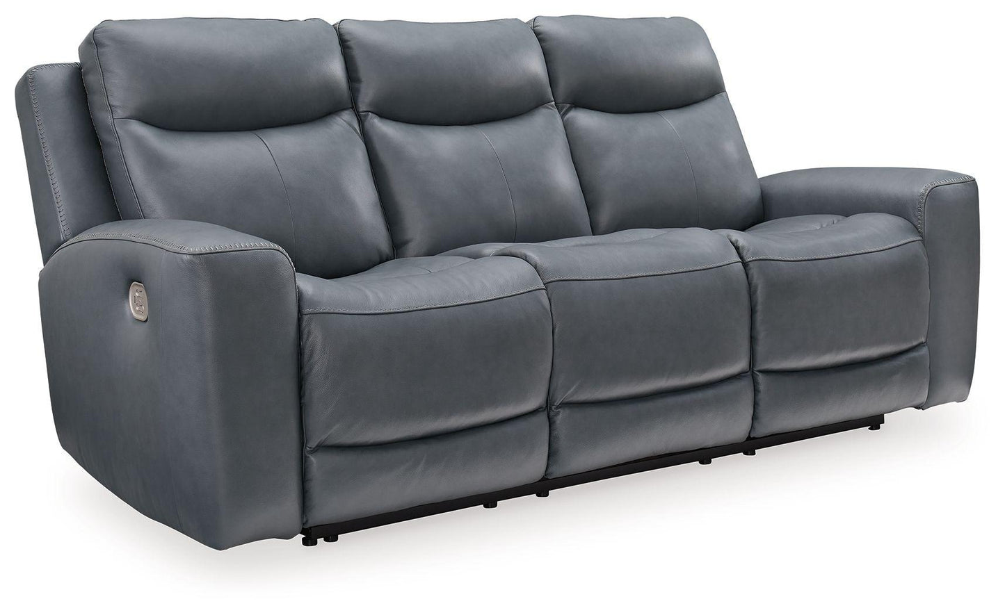 Mindanao - Steel - Pwr Reclining Sofa With Adj Headrest - Leather Match