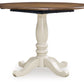 Wirloni - Round Dining Room Drop Leaf Table - Antique White / Brown - Fraser Furniture & Mattresses