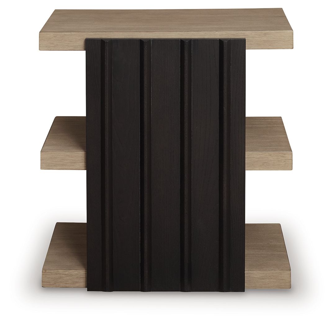 Rylandyn - Rectangular End Table - Black / Light Brown - Fraser Furniture & Mattresses