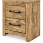 Maystonna - Two Drawer Night Stand - Brown - Fraser Furniture & Mattresses