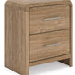 Gramburg - Two Drawer Night Stand - Warm Natural Brown