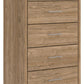 Gramburg - Five Drawer Chest - Warm Natural Brown - Fraser Furniture & Mattresses