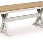 Purlaney - Antique White / Natural - Large Dining Room Bench