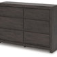 Fraluna - Charcoal - Six Drawer Dresser