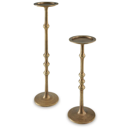 Larwick - Antique Brass Finish - Candle Holder Set (Set of 2)