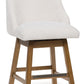 Cabalynn - Oatmeal / Light Brown - Upholstered Swivel Barstool (Set of 2)
