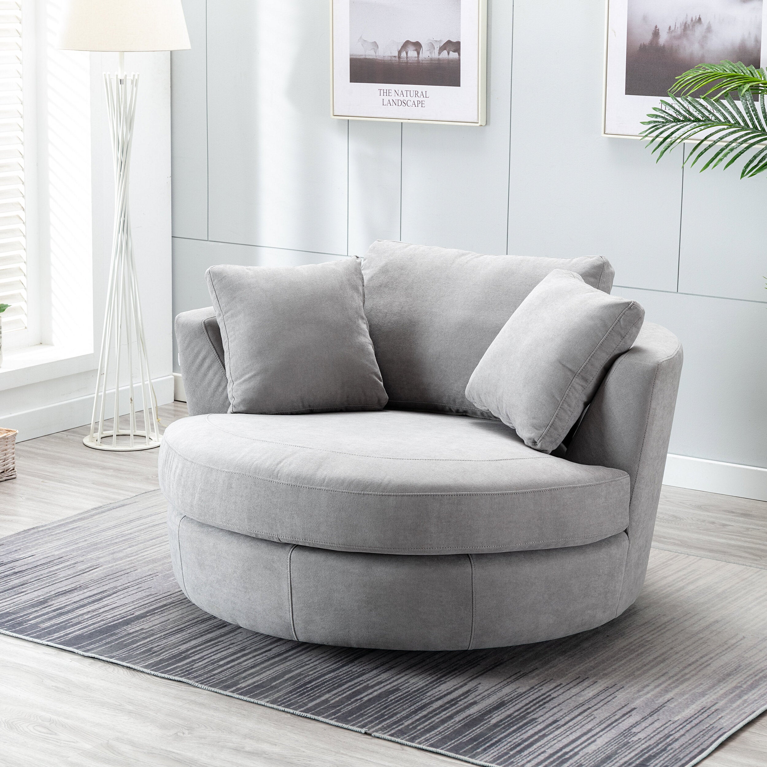 Grey round 2024 swivel chair