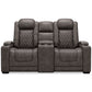 HYLLMONT POWER RECLINING LOVESEAT WITH CONSOLE - GRAY