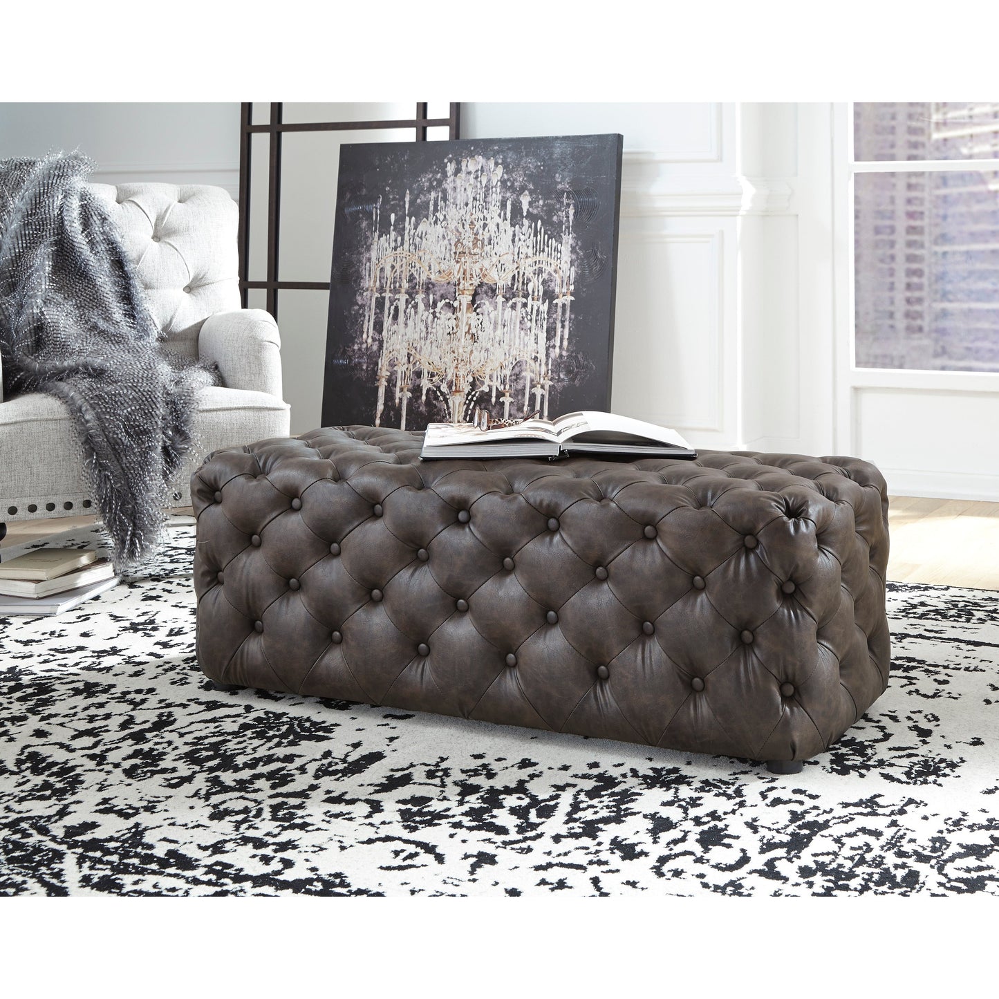 LISTER ACCENT OTTOMAN - BROWN