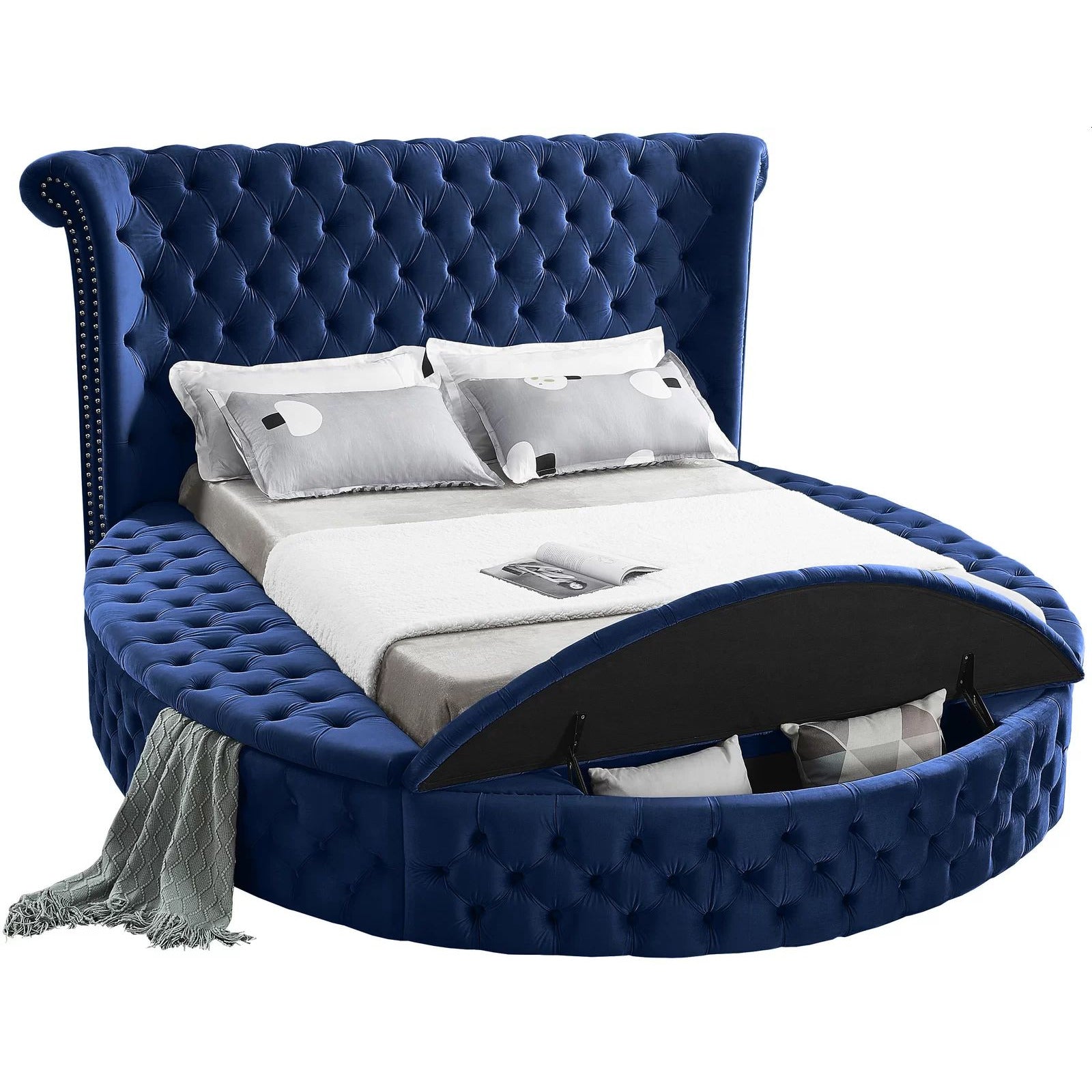 Blue round deals bed