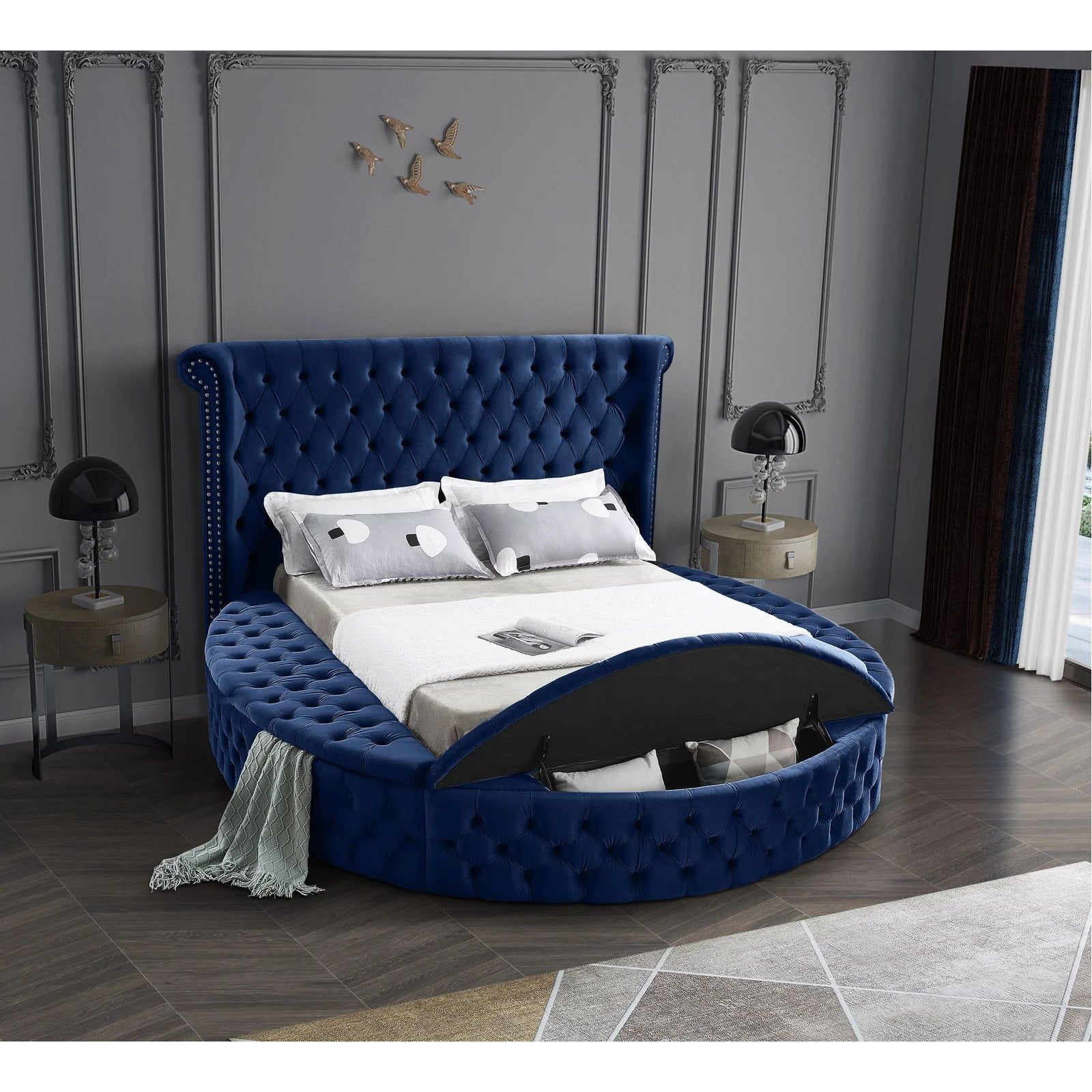 ALORA UPHOLSTERED BED - ROYAL BLUE