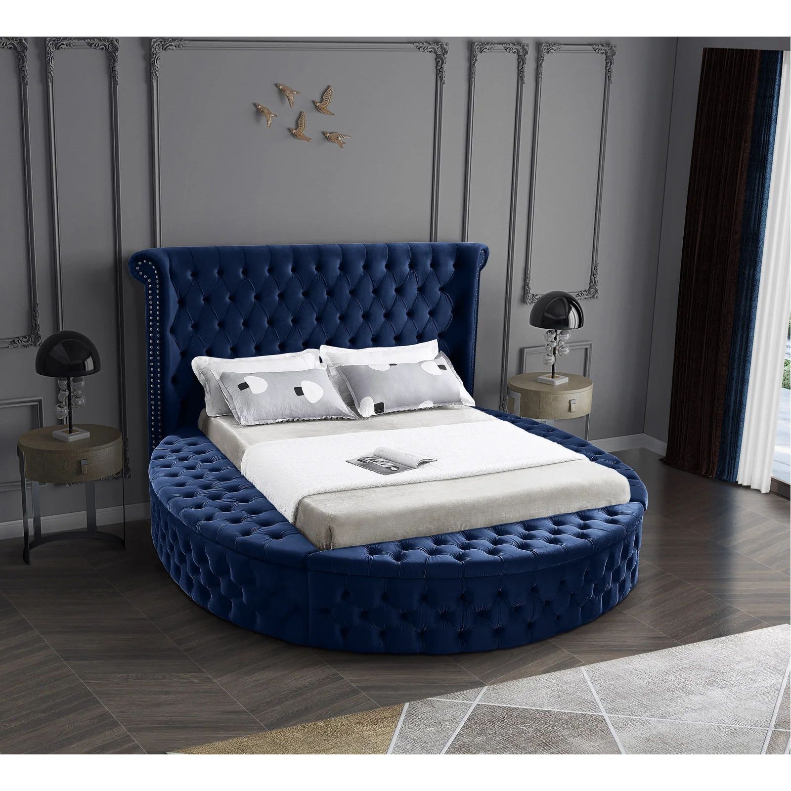 ALORA UPHOLSTERED BED - ROYAL BLUE