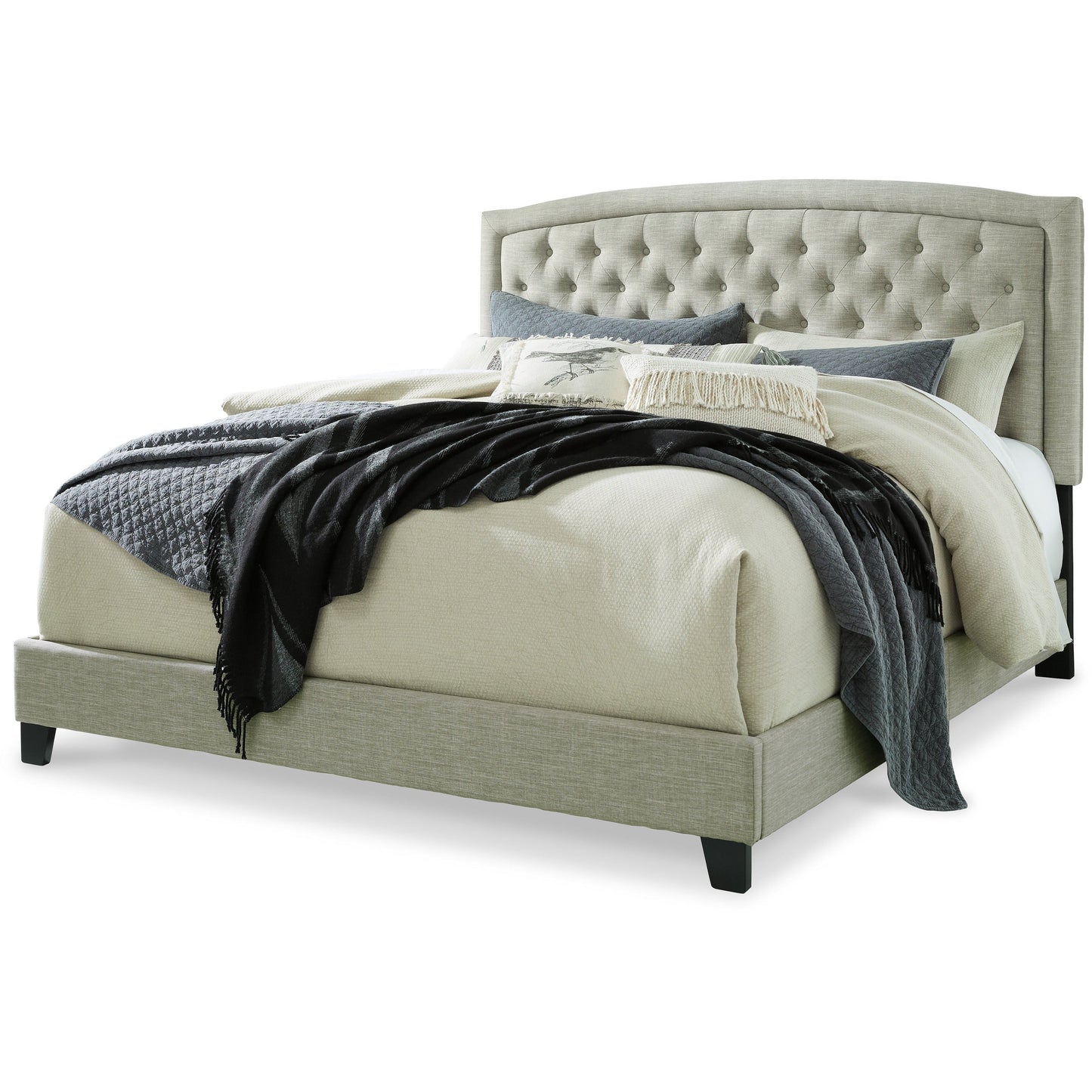 JERARY UPHOLSTERED BED - GRAY