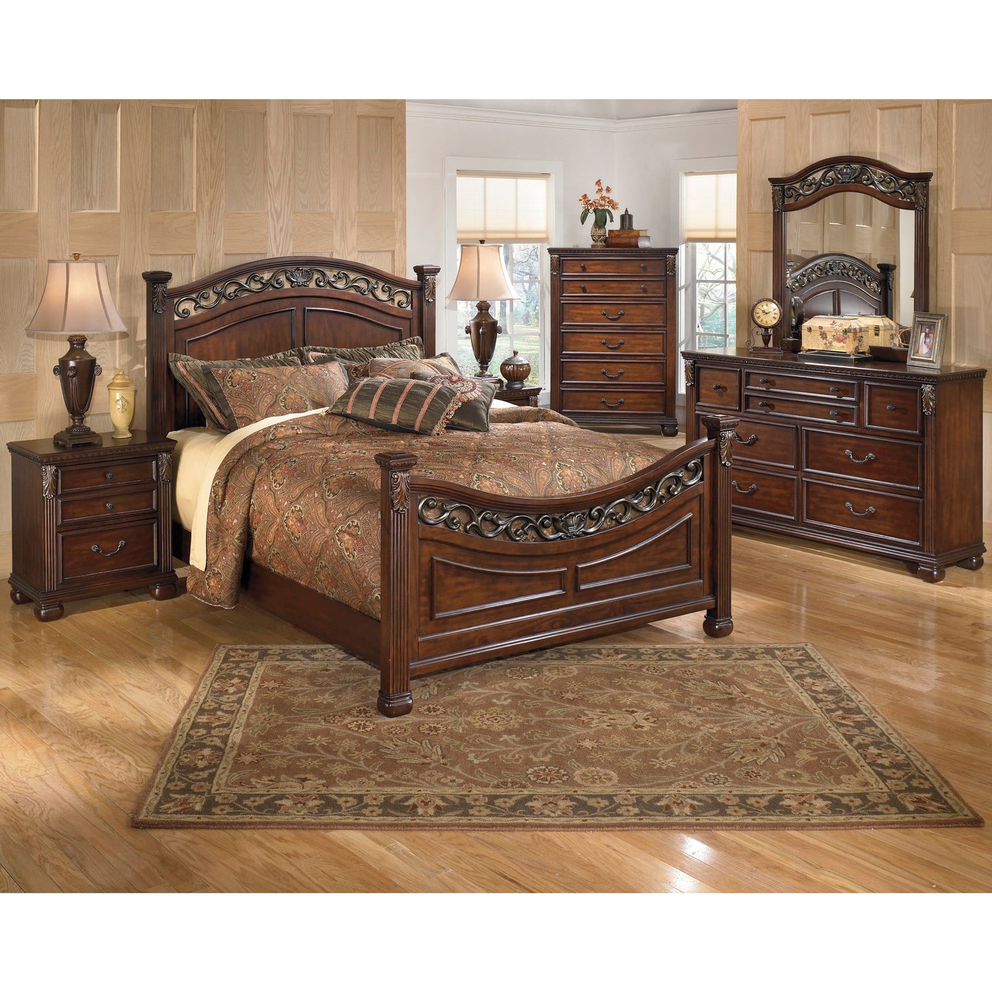 LEAHLYN PANEL BED - WARM BROWN