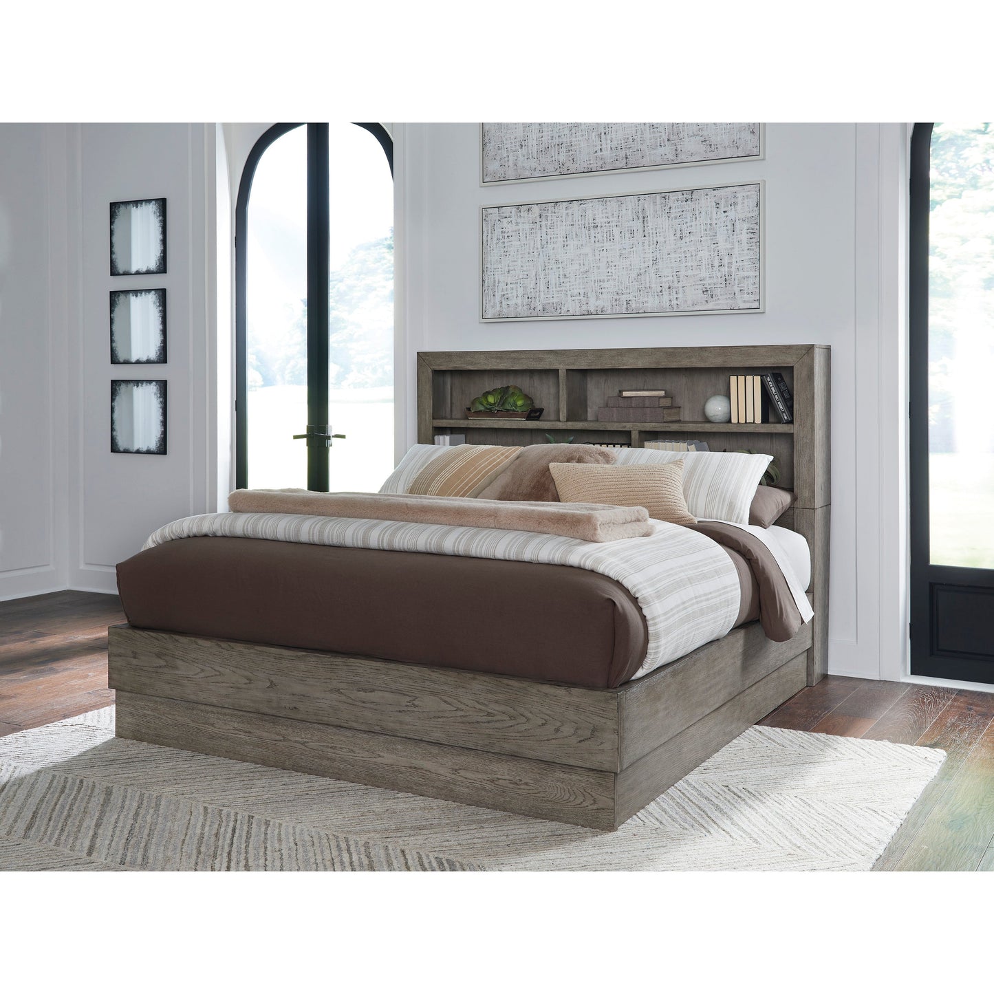 ANIBECCA BOOKCASE BED - WEATHERED GRAY