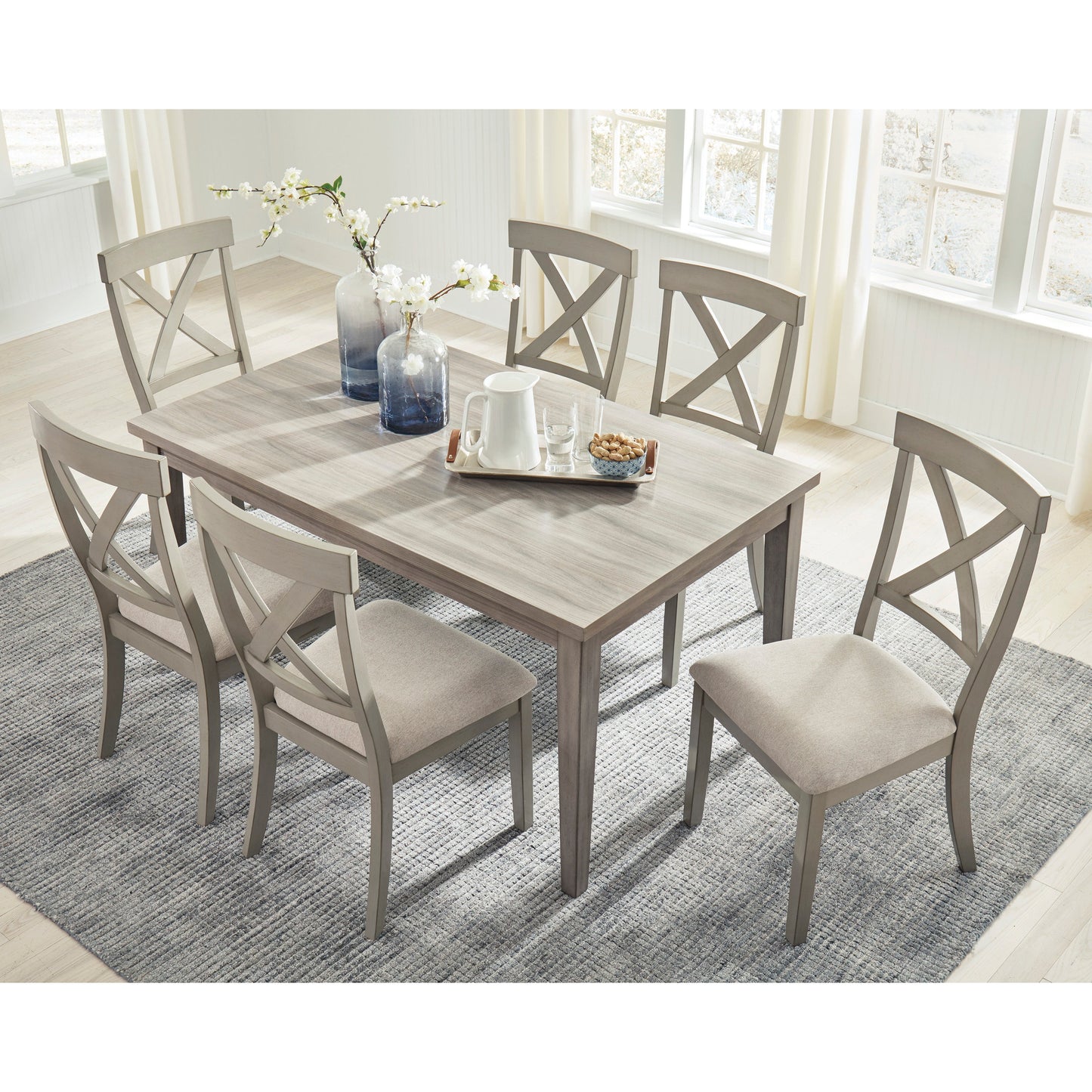 PARELLEN DINING SET - TABLE & 6 CHAIRS