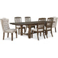 MARKENBURG DINING TABLE 7 PC SET - BROWN