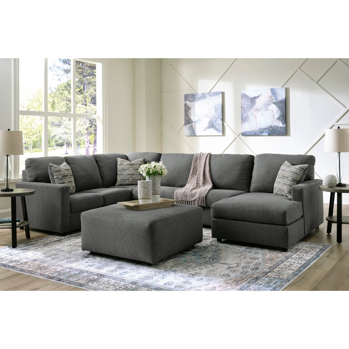 EDENFIELD 3 PC SECTIONAL WITH CHAISE - CHARCOAL