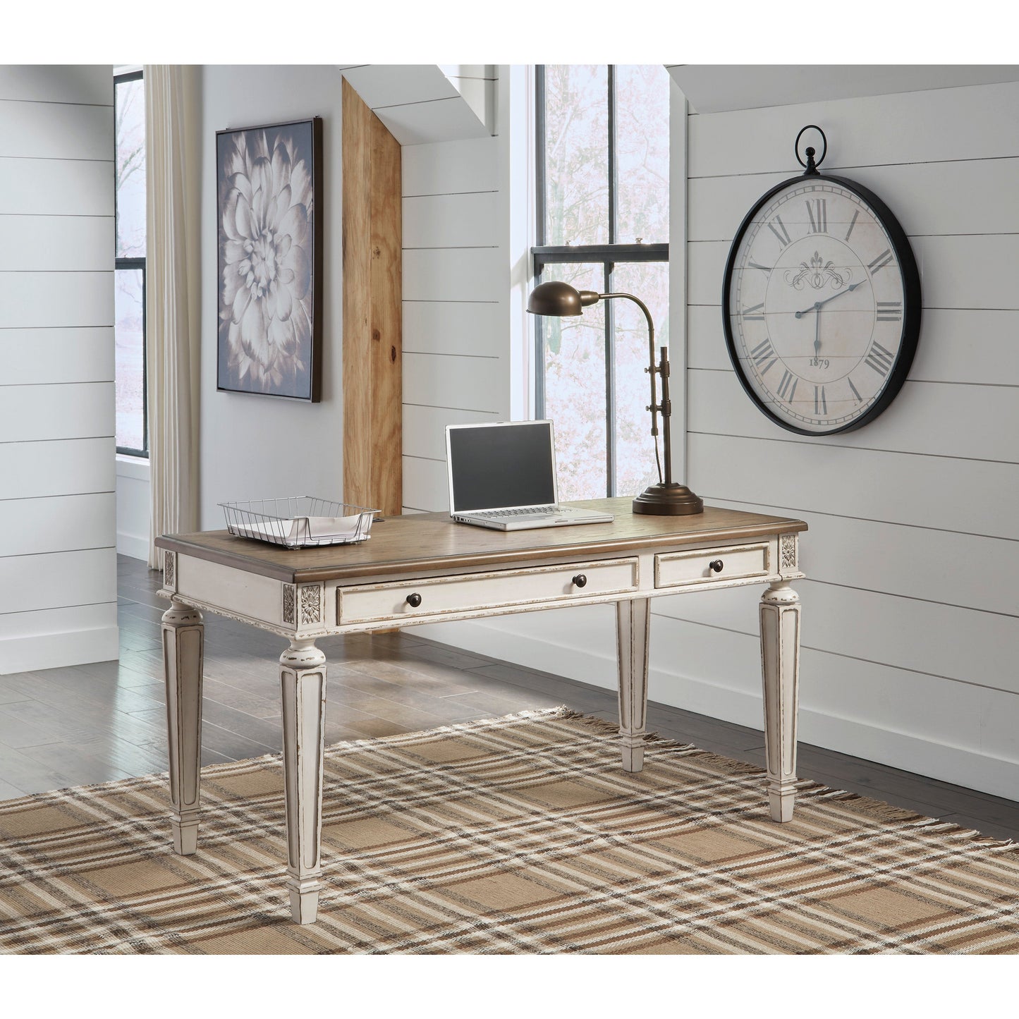 REALYN 60" HOME OFFICE DESK - WHITE/BROWN
