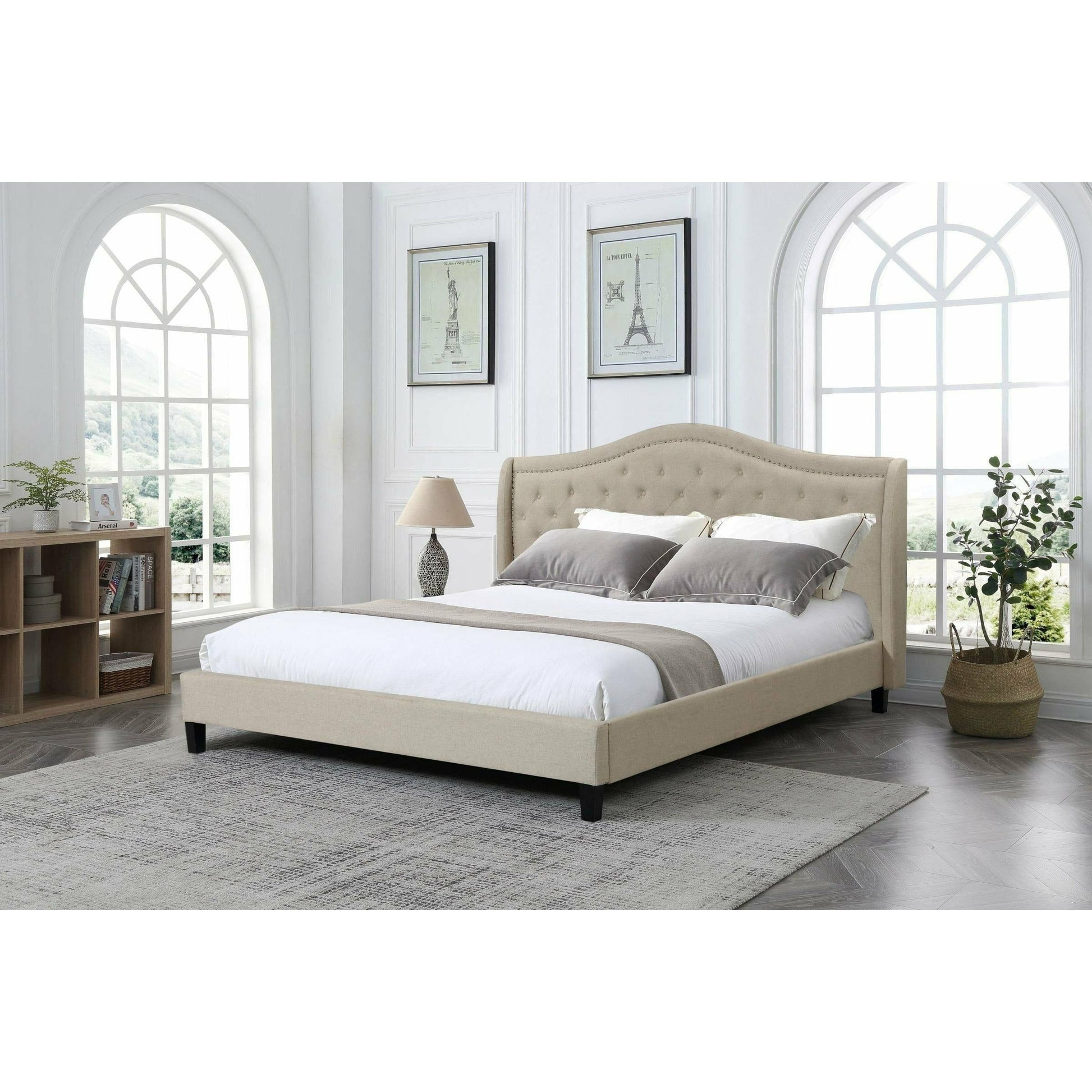 TWILIGHT UPHOLSTERED BED - BEIGE - Fraser Furniture Abbotsford