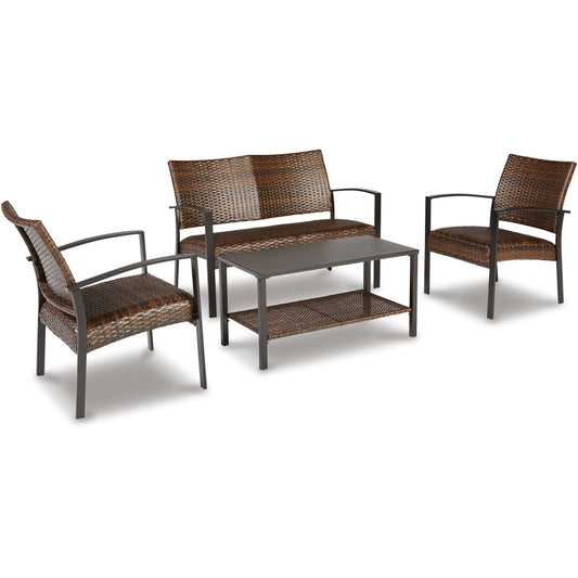 ZARIYA OUTDOOR LOVESEAT/CHAIRS/TABLE SET (Set of 4)
