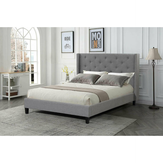 MEGAN UPHOLSTERED BED - GREY - Fraser Furniture Abbotsford