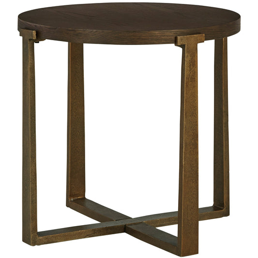 BALINTMORE ROUND END TABLE - BROWN/GOLD