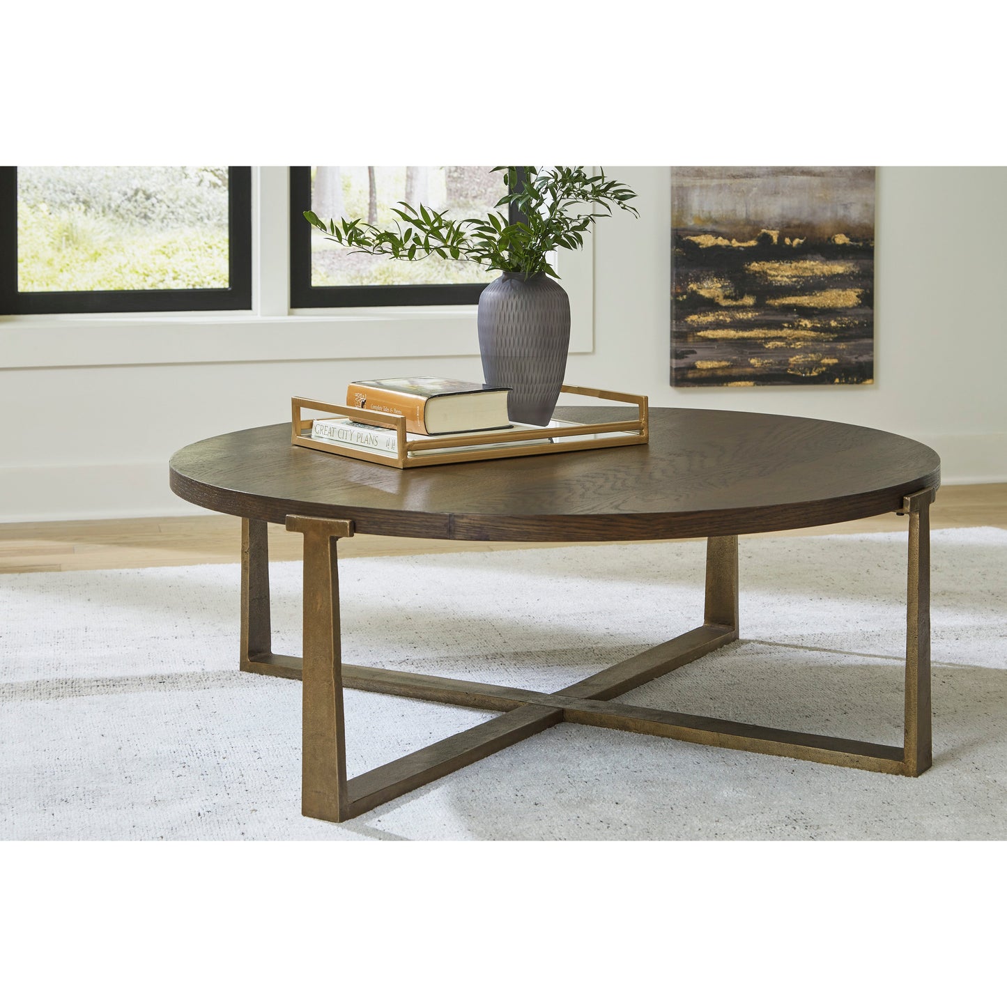 BALINTMORE ROUND COFFEE TABLE  - BROWN/GOLD