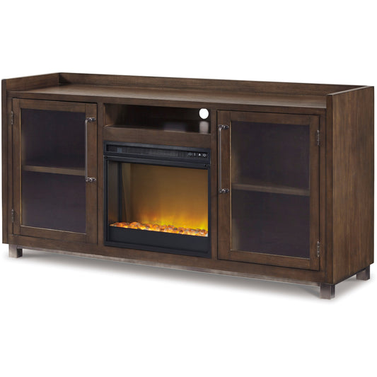 STARMORE 70" TV STAND W/ ELECTRIC FIREPLACE- BROWN